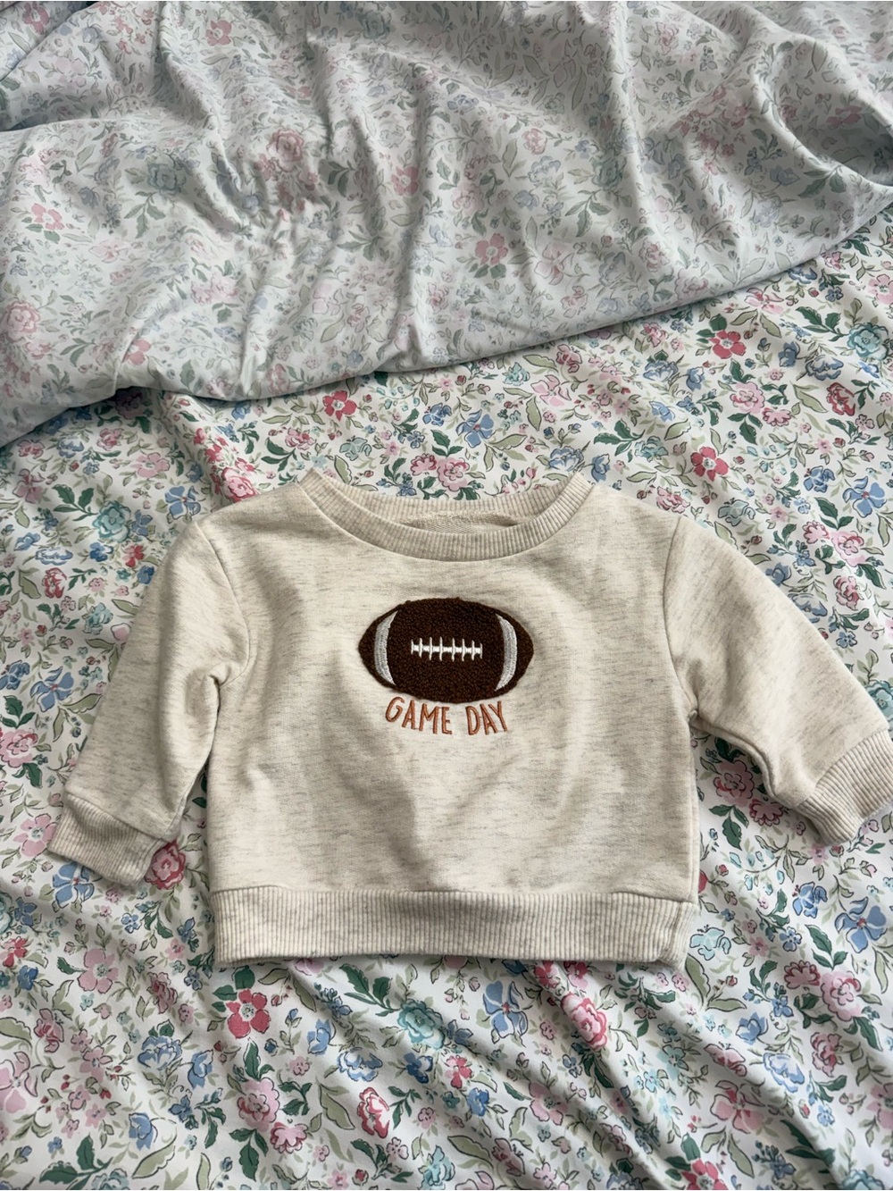 chick pea Cream Sweatshirt with Brown Football "Game Day"